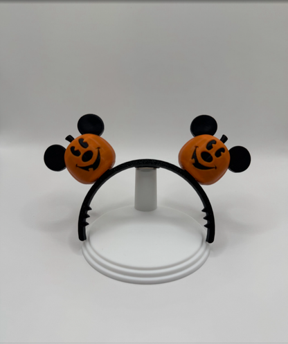 Black & Orange Modern Pumpkin Mouse Ears Headband