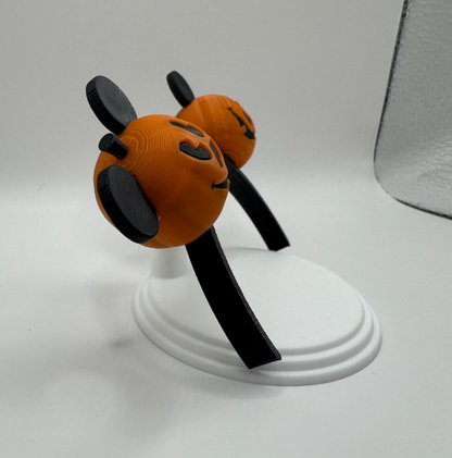 Black & Orange Modern Pumpkin Mouse Ears Headband
