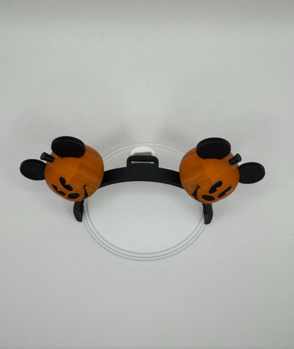 Black & Orange Modern Pumpkin Mouse Ears Headband